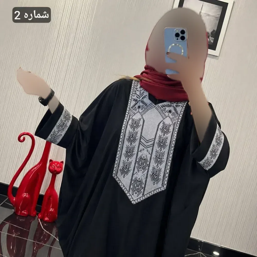 مانتو عبایی سمیرا جنس کرپ اسکاچی و کتیبه تافته فری سایز