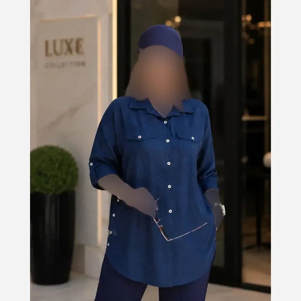 شومیز مانتویی شانتون نیلوفر فری سایز جلو دکمه دار