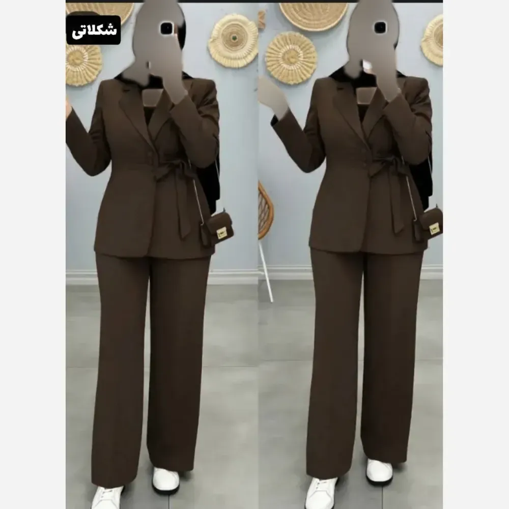 کت و شلوار زنانه مدل نسترن جنس مازراتی رنگ بندی متنوع سایز 1 و 2