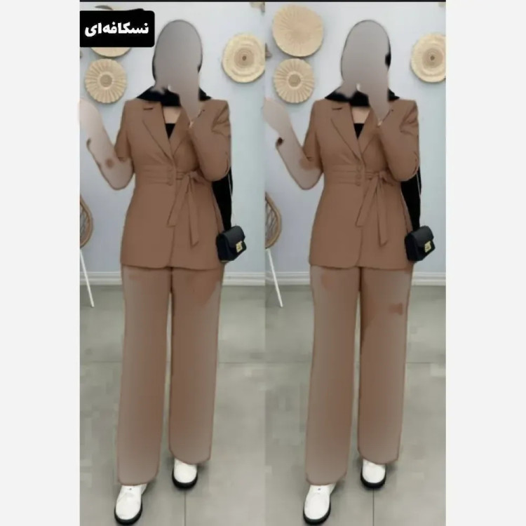 کت و شلوار زنانه مدل نسترن جنس مازراتی رنگ بندی متنوع سایز 1 و 2