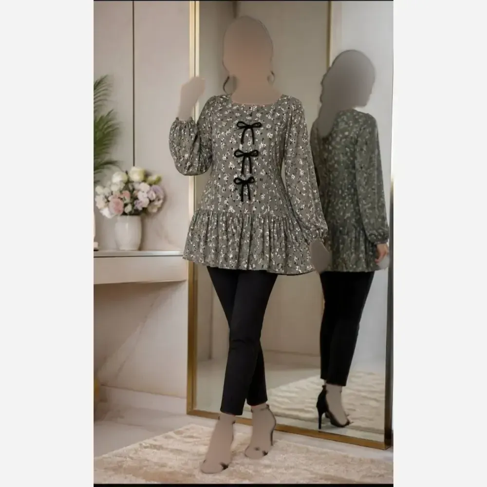 تونیک مانتویی نازگل جنس گل گچی پایین کلوش فری سایز