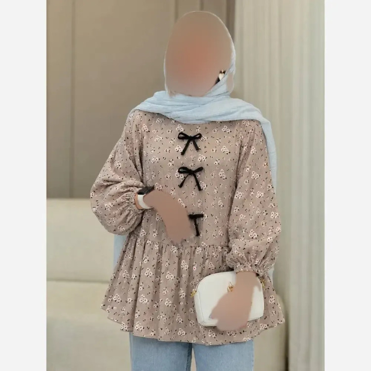 تونیک مانتویی نازگل جنس گل گچی پایین کلوش فری سایز