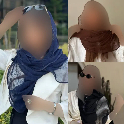 شال پلیسه زنانه تور ریز بافت نوار دوزی شده مشکی سرمه ای شکلاتی تیره