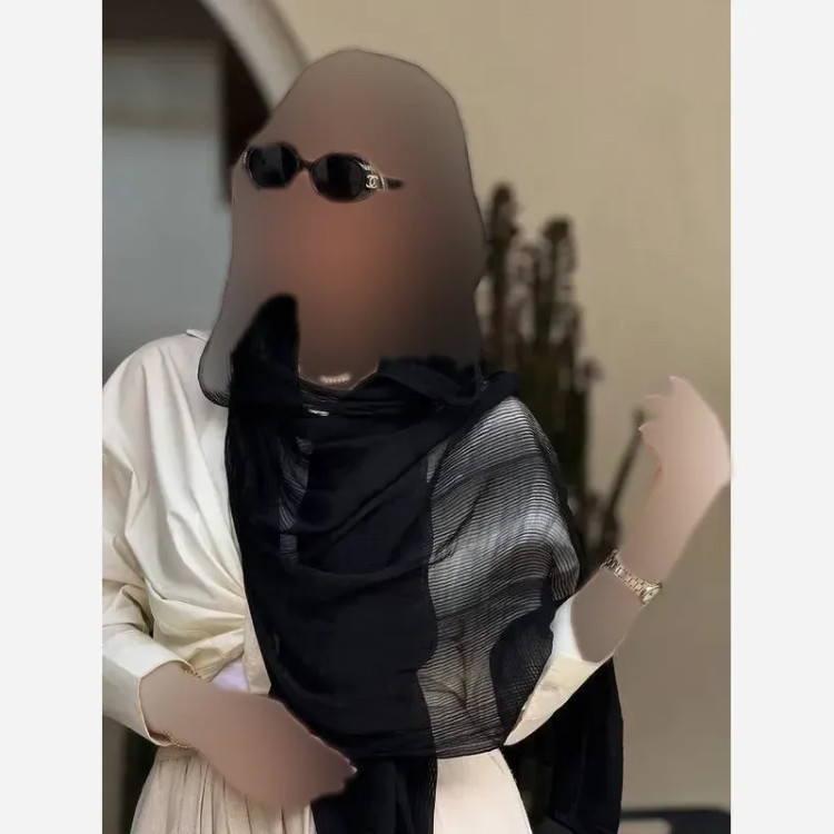 شال پلیسه زنانه تور ریز بافت نوار دوزی شده مشکی سرمه ای شکلاتی تیره