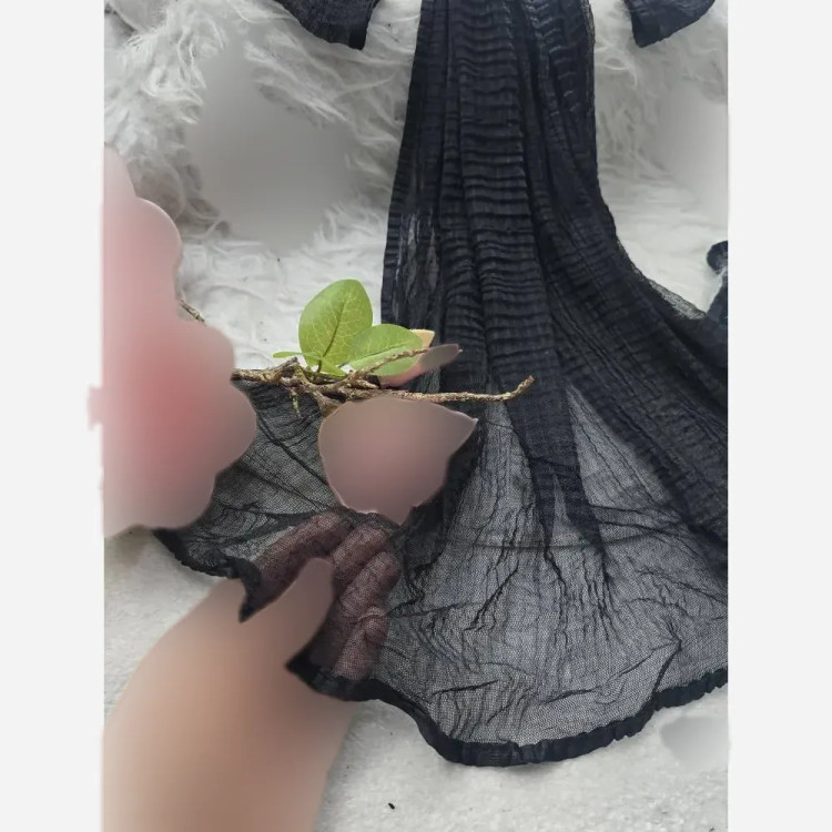 شال پلیسه زنانه تور ریز بافت نوار دوزی شده مشکی سرمه ای شکلاتی تیره