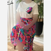 ست لباس زنانه تیشرت پنبه درجه یک و دامن تمام نخ فری سایز