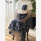 ست لباس زنانه تیشرت پنبه درجه یک و دامن تمام نخ فری سایز