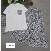 ست لباس زنانه تیشرت پنبه درجه یک و دامن تمام نخ فری سایز