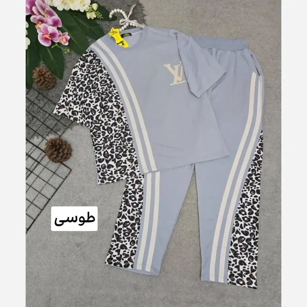 ست شلوار و تیشرت مدل ترانه جنس پنبه فری سایز
