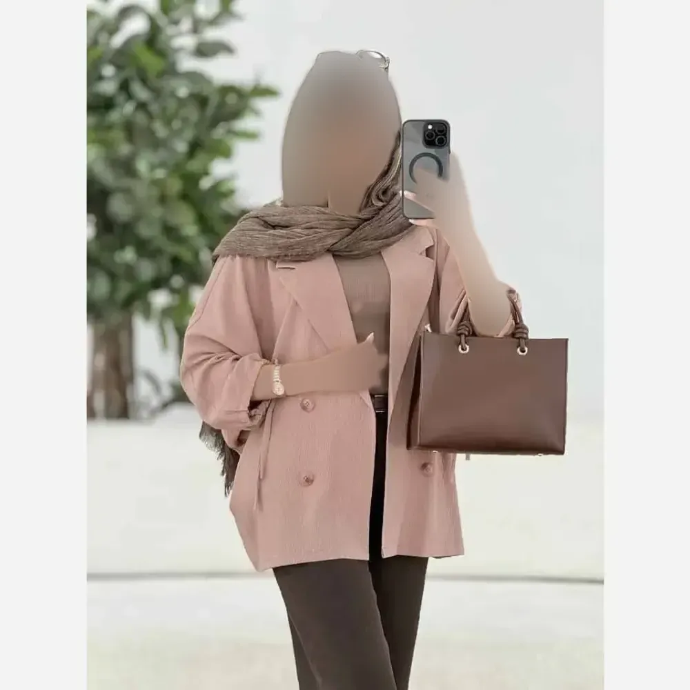 کت آستین بندی لنین شسته شده اعلا فری سایز مناسب تا 48