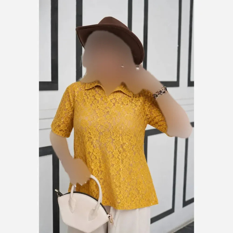پلوشرت پولکی زنانه تابستانی فری سایز گیپور شیشه ای رنگی