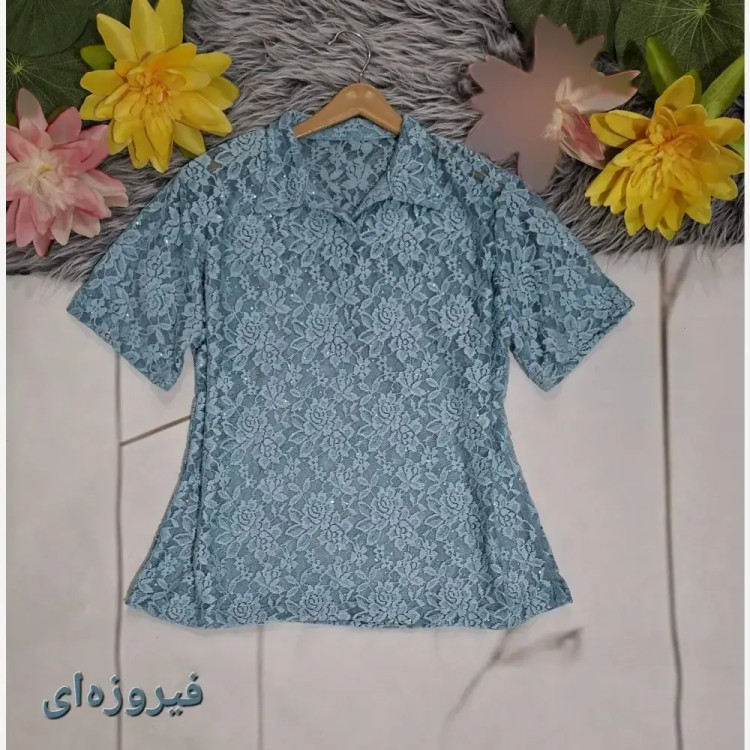 پلوشرت پولکی زنانه تابستانی فری سایز گیپور شیشه ای رنگی