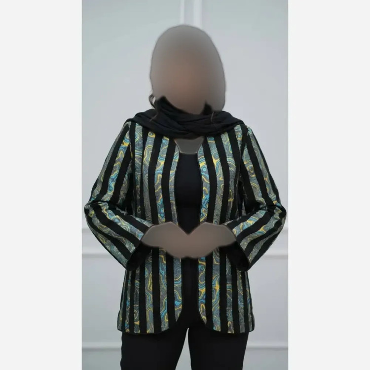 کت زنانه طرح دار جنس تافته درجه یک فری سایز