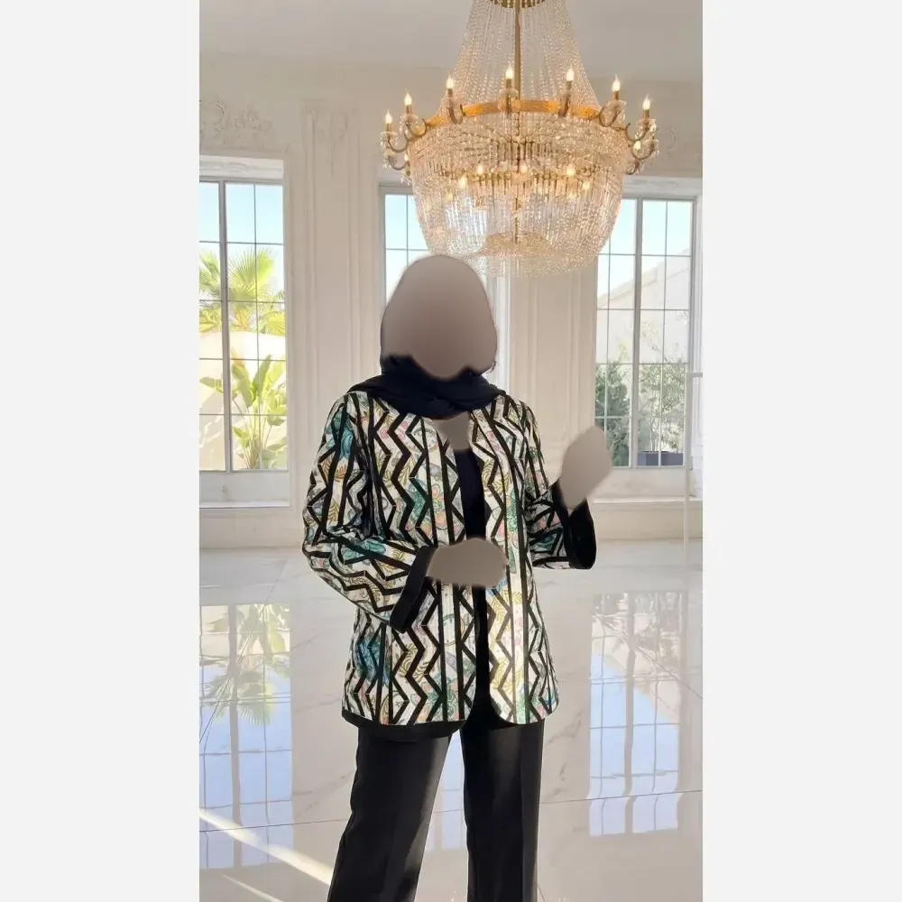کت زنانه طرح دار جنس تافته درجه یک فری سایز