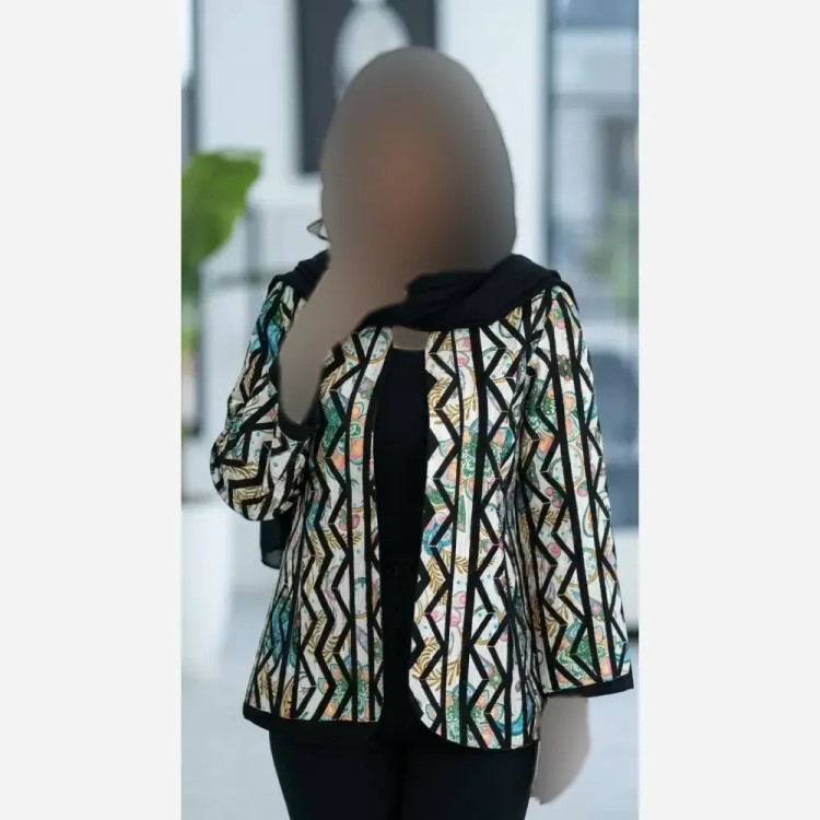 کت زنانه طرح دار جنس تافته درجه یک فری سایز