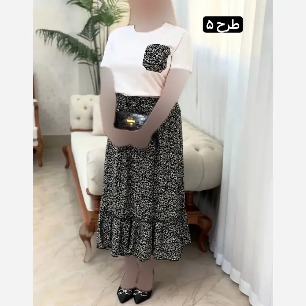 ست تیشرت پنبه دامن تمام نخ لیلی فری سایز