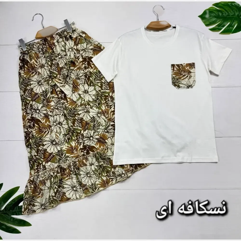 ست تیشرت پنبه دامن تمام نخ لیلی فری سایز