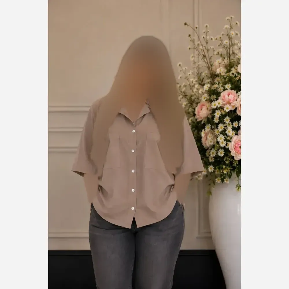 شومیز مانتویی ترانه جنس لنین پنبه درجه یک فری سایز جیب دار