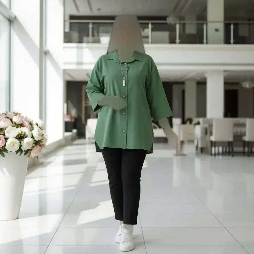 مانتو باکسی ستایش لنین پنبه رنگبندی متنوع سایز فری