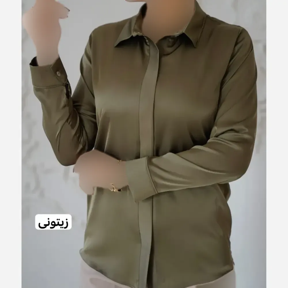 شومیز زنانه براق و لطیف مدل بیسیک دکمه مخفی جنس الیزه اعلا تک سایز قواره دار