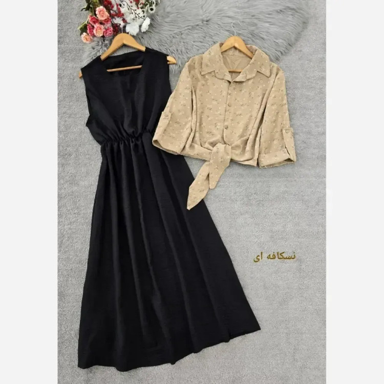ست شومیز گره ای و سارافون نازنین فری سایز