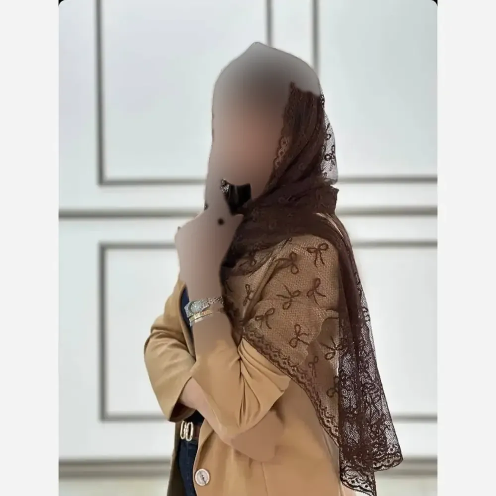 شال تور دانتل طرحدار حاشیه دار سایز 180 در 70 زنانه