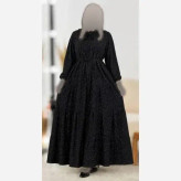 پیراهن ساحلی مارتا جنس بوگاتی درجه یک مشکی رنگ فری سایز آستین دار
