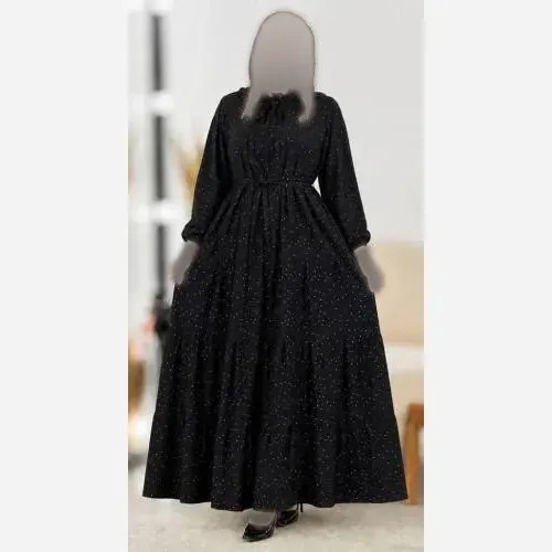 پیراهن ساحلی مارتا جنس بوگاتی درجه یک مشکی رنگ فری سایز آستین دار