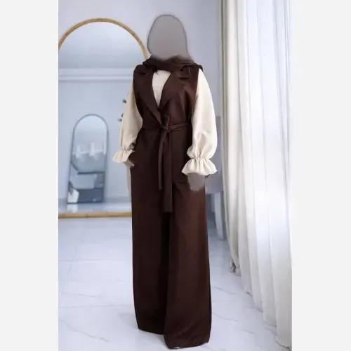 ست سه تیکه زنانه مدل ماهک جنس مازراتی رنگ مشکی قهوه ای سورمه ای سایز 38 تا 46
