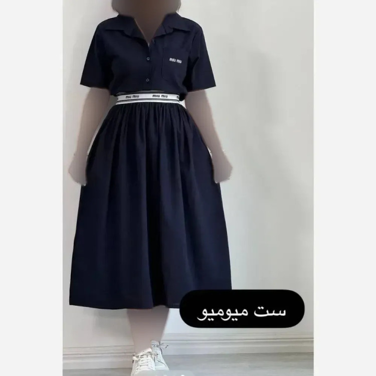 ست تیشرت و دامن miu جنس پری درجه یک ریزشی سایز 38 تا 46