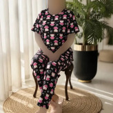 ست تیشرت و شلوار راحتی زنانه نخی فری سایز