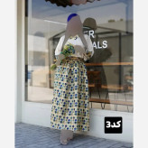 ست 4 تیکه شومیز و دامن لینن وارداتی کاترینا با کیف و کمربند سایز 38 تا 46