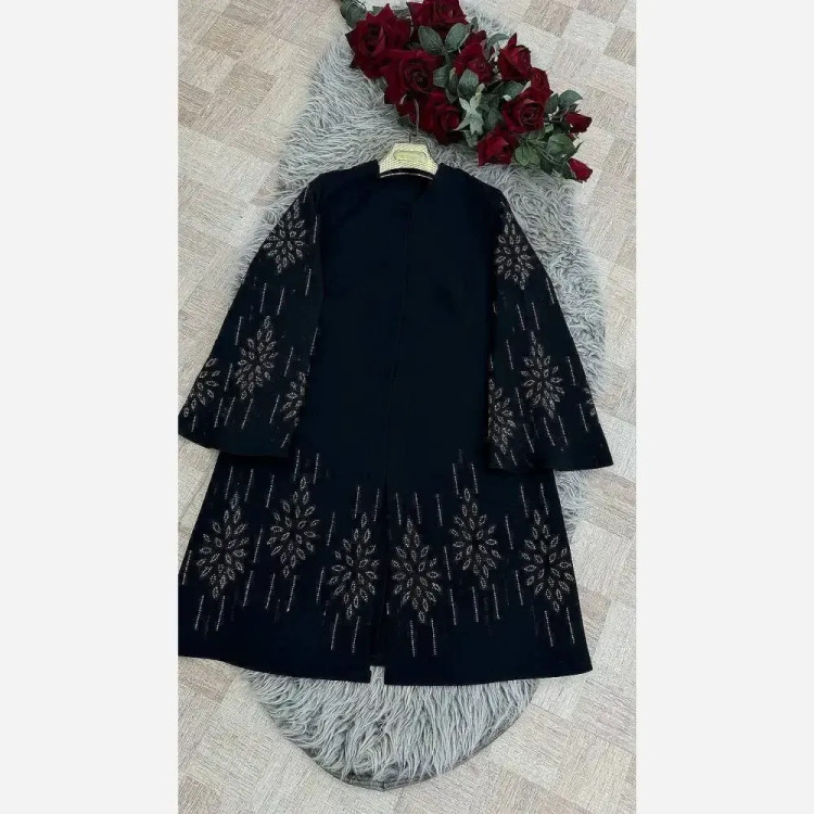 کت مجلسی زنانه آرزو جنس شانتون اندوزی جت بلک رنگ مشکی