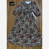پیراهن پلنگی رنگی فلور نخ بوگاتی فری سایز 38-48 قد 135 دور سینه 110