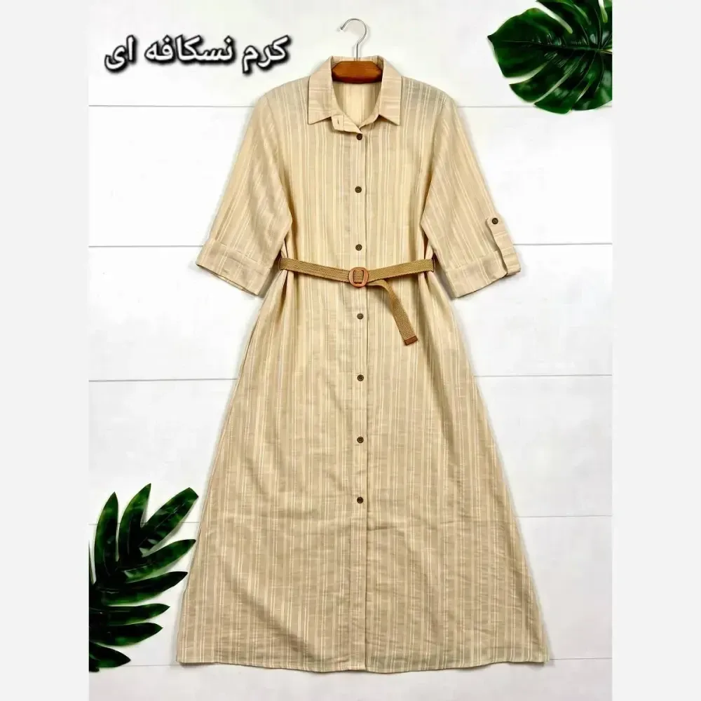 کفتان مرینوس شانتون دکمه دار با کمربند کنفی فری سایز