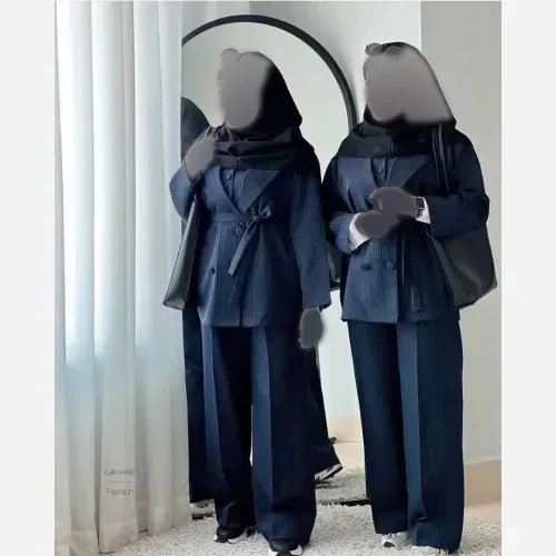 ست سه تیکه مانتو ژیله شلوار پرشیا دیپلمات زنانه فری سایز 40 تا 48
