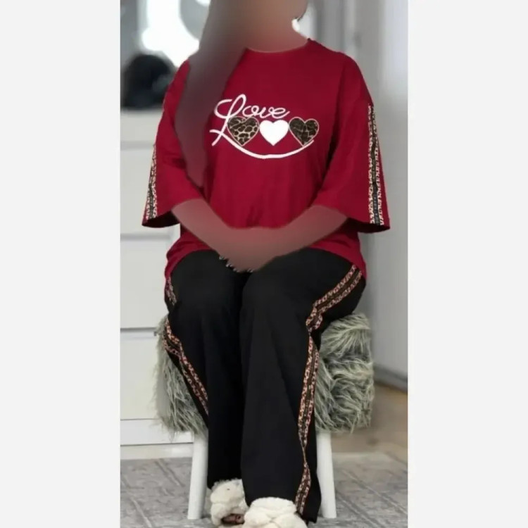 ست تیشرت و شلوار نخ پنبه گلکسی پرمون سایز فری 36 تا 46
