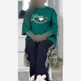 ست تیشرت و شلوار نخ پنبه گلکسی پرمون سایز فری 36 تا 46