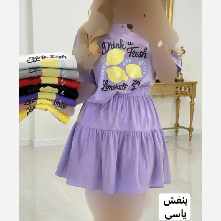 ست کراپ و دامن نخی پنبه درجه یک فری سایز