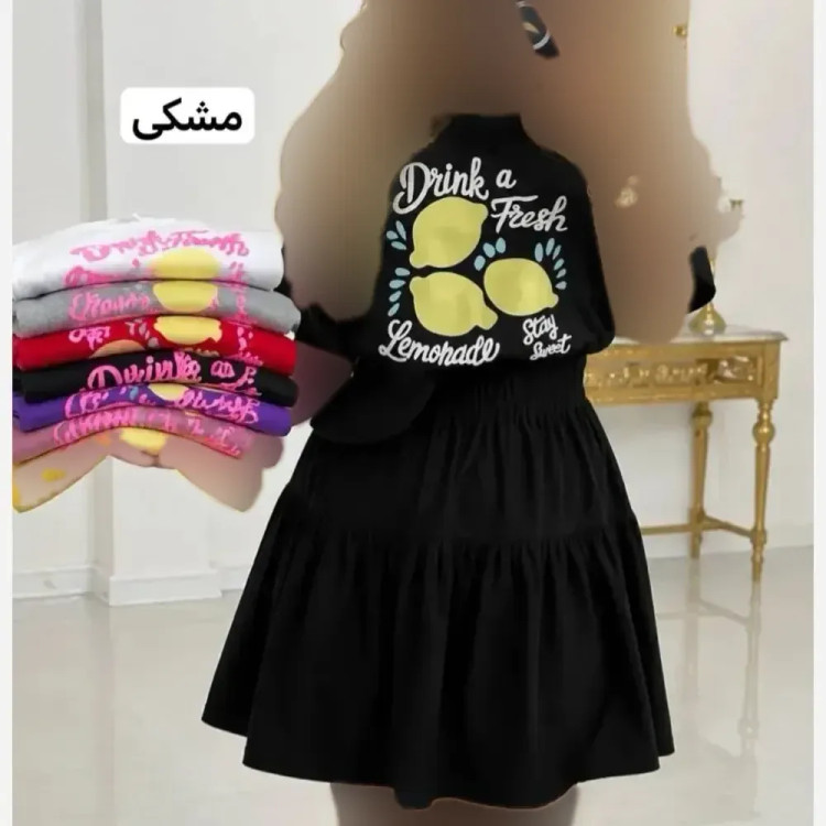 ست کراپ و دامن نخی پنبه درجه یک فری سایز