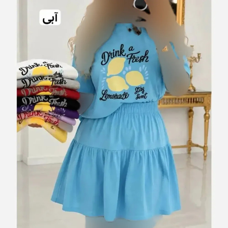 ست کراپ و دامن نخی پنبه درجه یک فری سایز