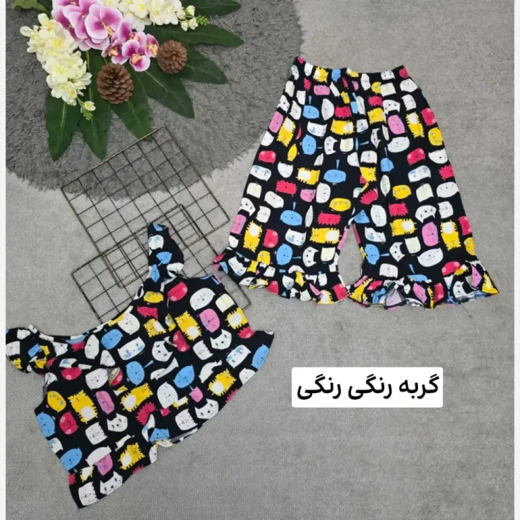 ست تاپ و شلوارک زنانه ماریا تمام نخ خنک تابستانی سایز 36 تا 46