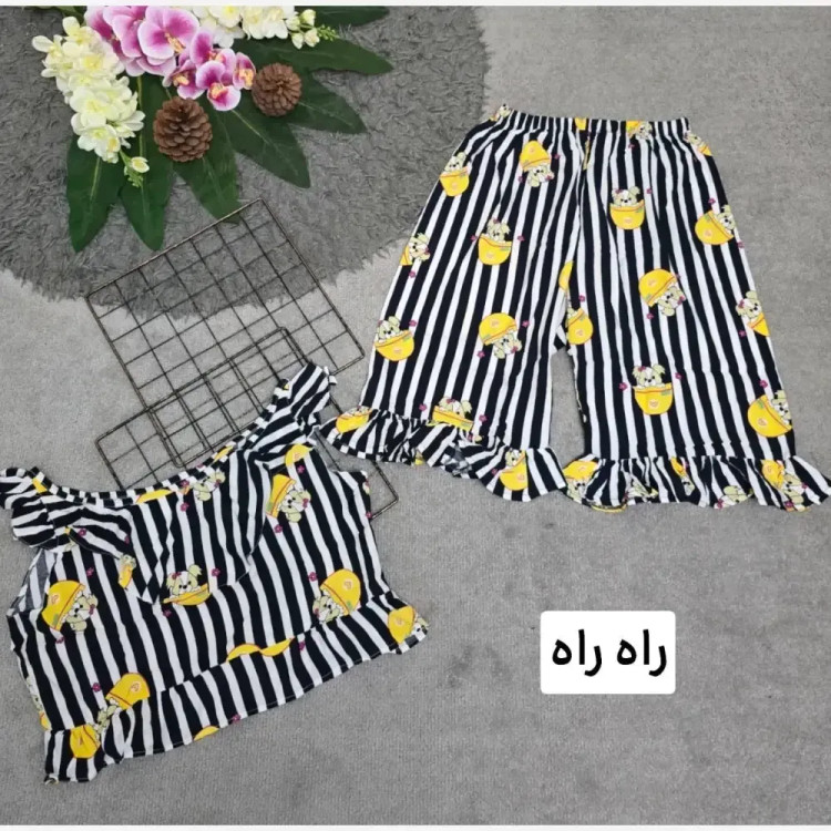 ست تاپ و شلوارک زنانه ماریا تمام نخ خنک تابستانی سایز 36 تا 46