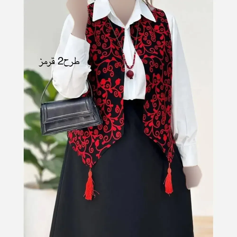 ژیله زنانه تافته سوزن دوزی مدل گلبهار فری سایز