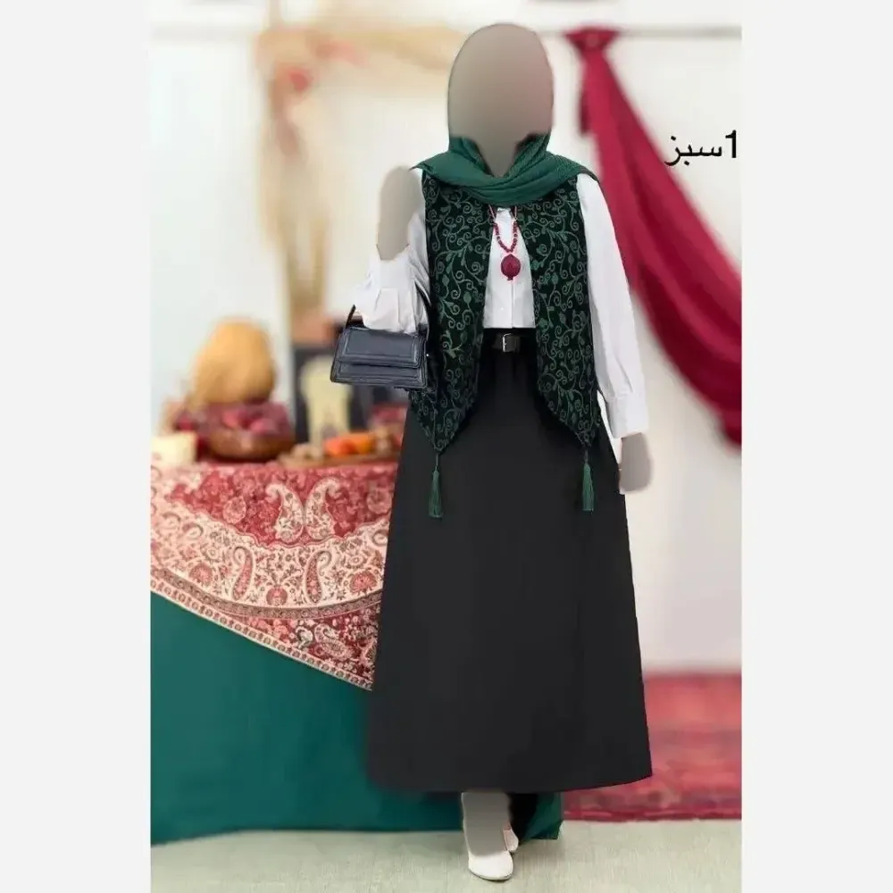 ژیله زنانه تافته سوزن دوزی مدل گلبهار فری سایز