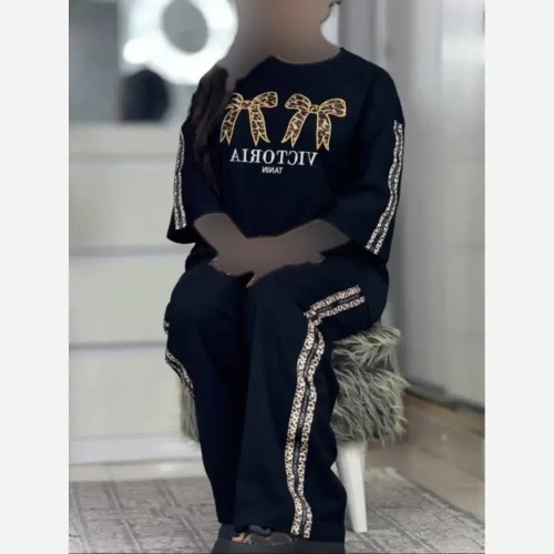 ست تیشرت شلوار ویکتوریک پنبه گلکسی فری سایز زنانه