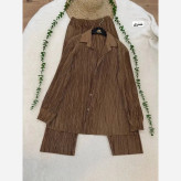 ست تونیک شلوار پلیسه ساتن زنانه فری سایز