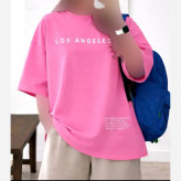 تیشرت باکسی LOS ANGELES سوپر پنبه فری سایز صورتی کرم