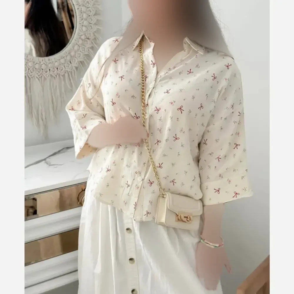 شومیز پاپیونی زنانه جنس سوپر ینزی درجه یک فری سایز