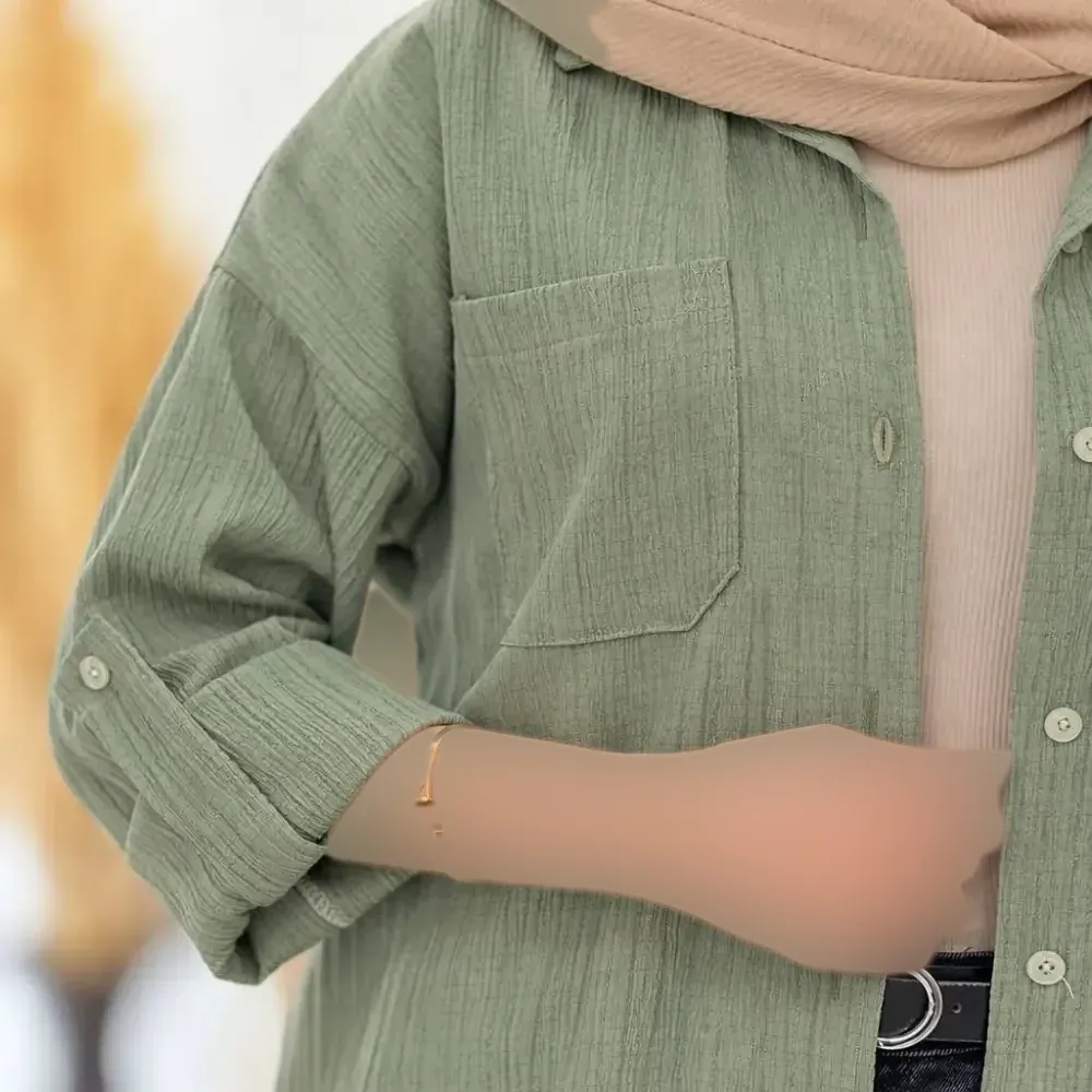 شومیز مانتویی کراش پاگن دار خنک و تابستانی